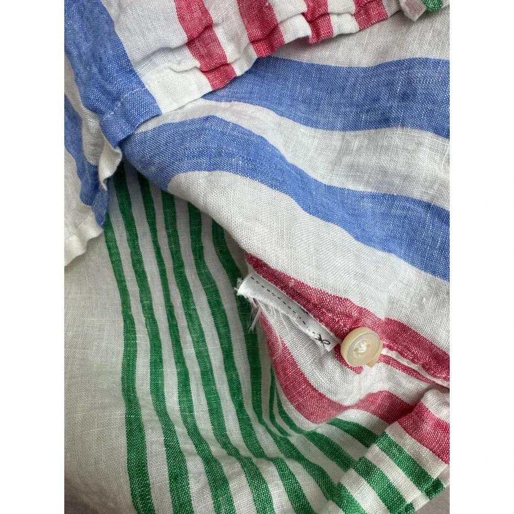 Polo Ralph‎ Lauren Mens Linen Multi Color Striped Short Sleeve Camp Shirt 1404